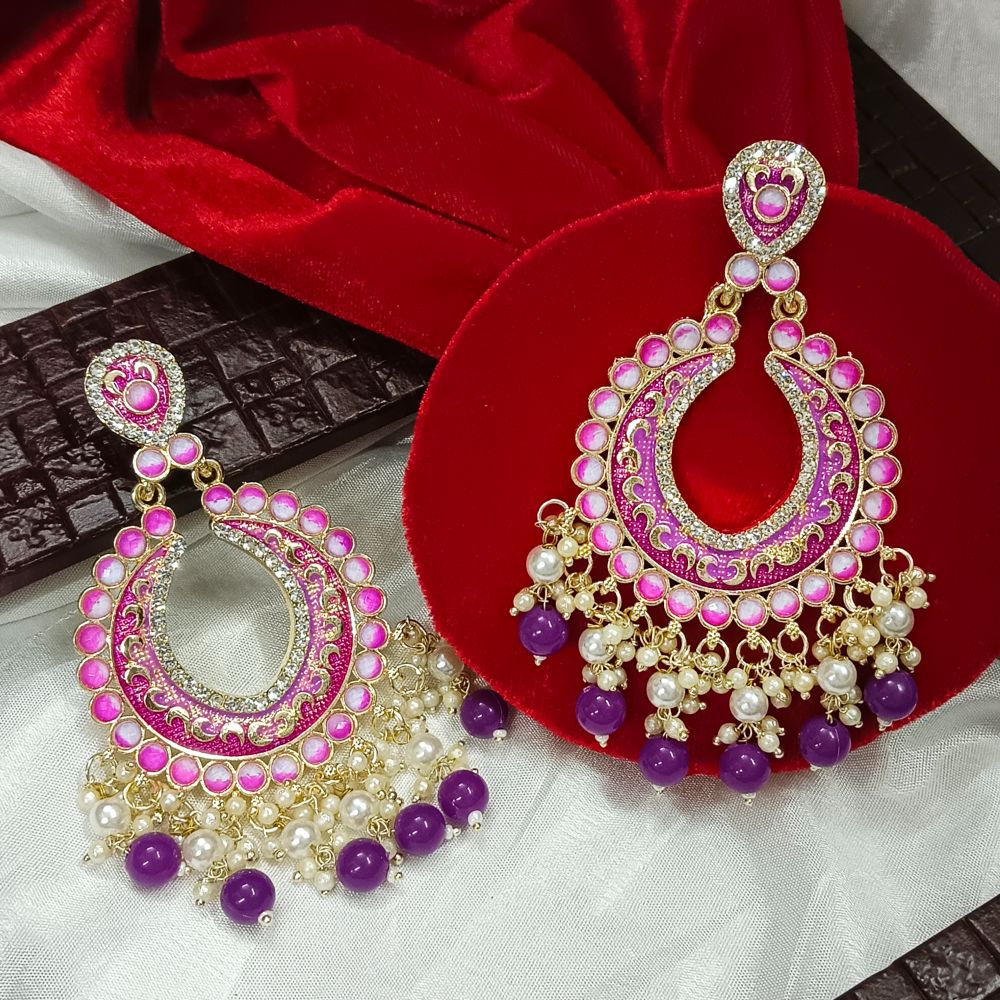 JewelMaze Austrian Stone Gold Plated Dangler Earrings