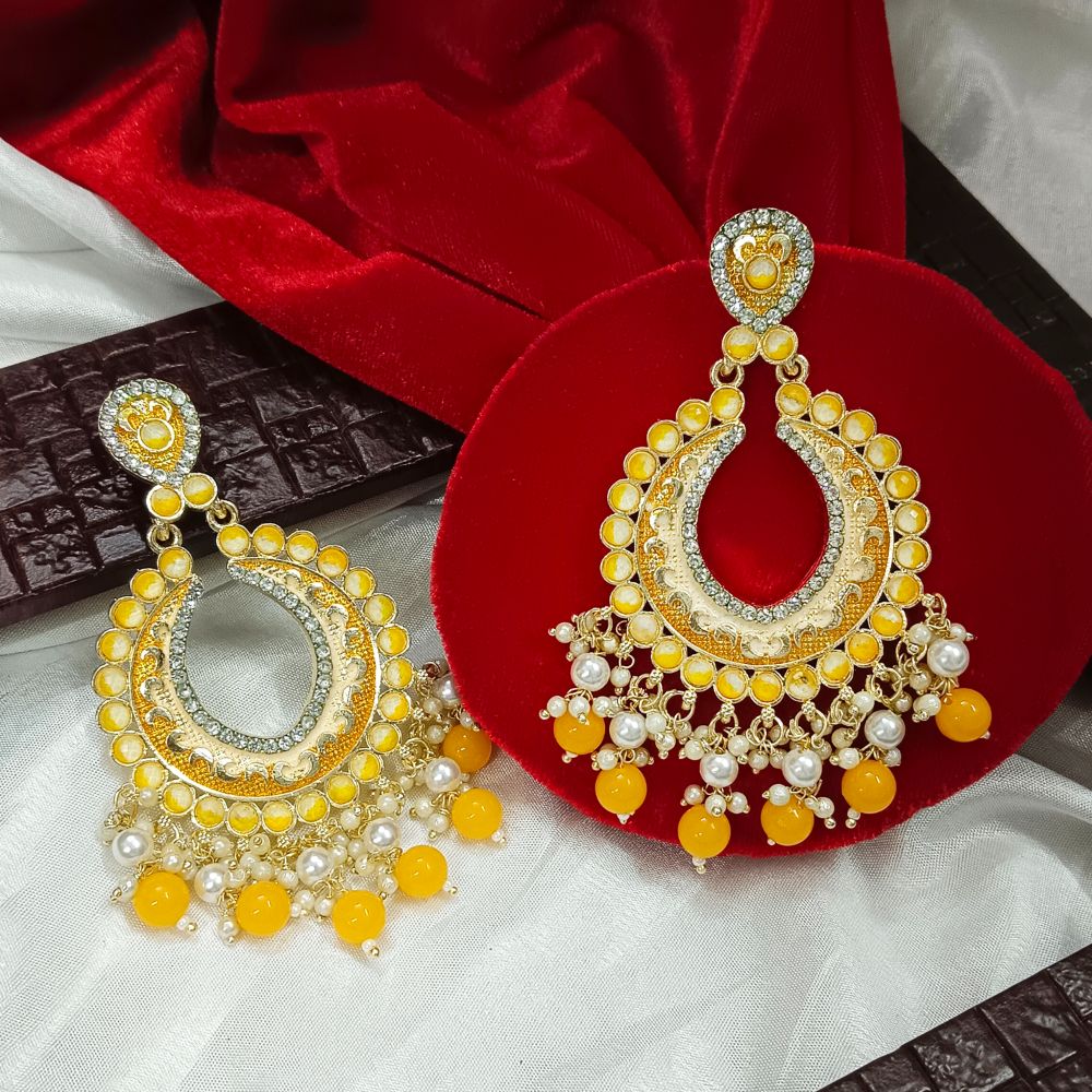 JewelMaze Austrian Stone Gold Plated Dangler Earrings