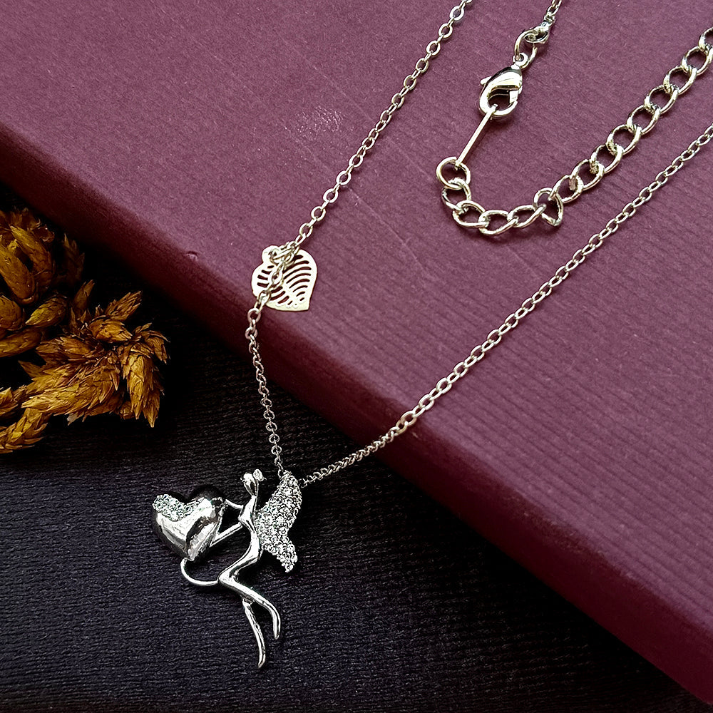 The Z Collection Silver Plated AD Magic Fairy Angel Chain Pendant
