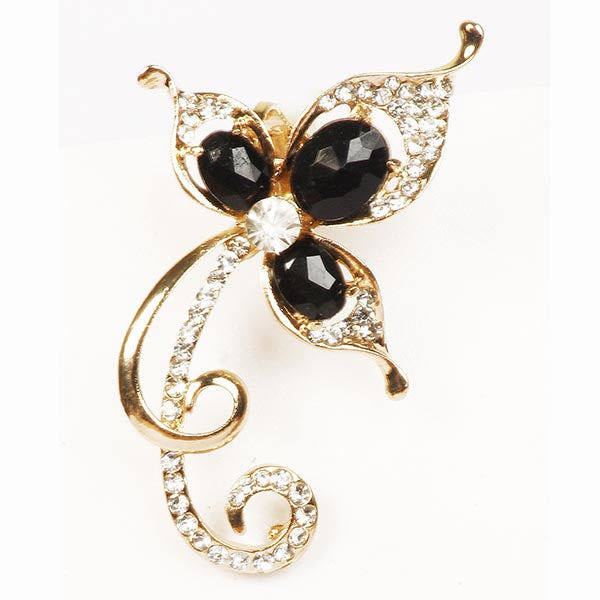 Urthn Gold Plated Black Austrian Stone Ear Cuff
