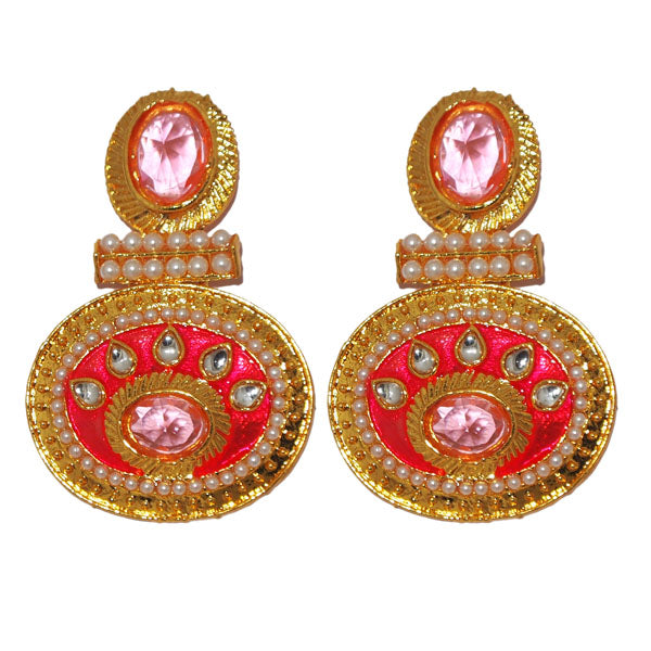 Kriaa Austrian Stone Gold Plated Meenakari Dangler Earrings