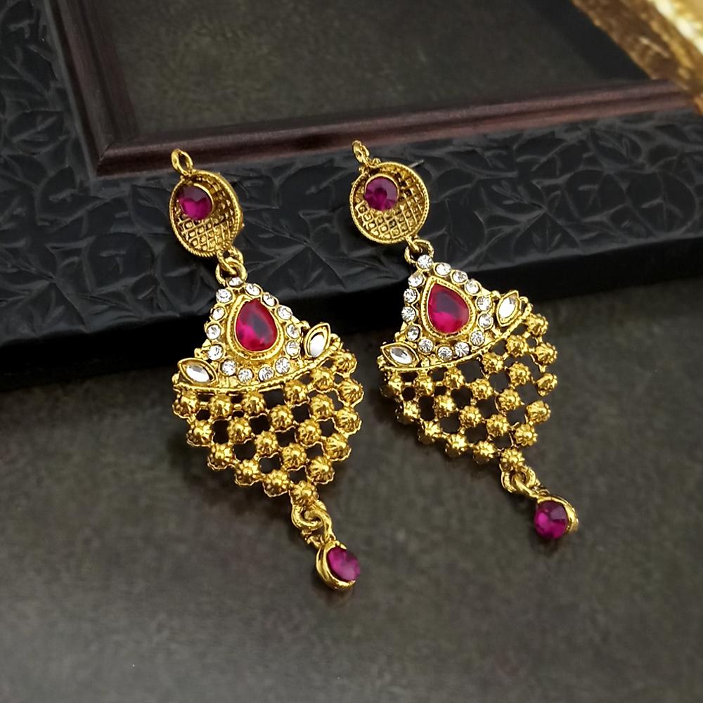 Kriaa Austrian Stone Pink Gold Plated Earrings