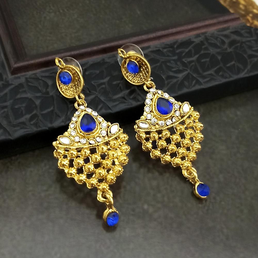 Kriaa Austrian Stone Blue Gold PlatedEarrings