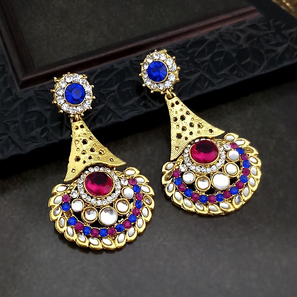 Kriaa Austrian Stone Gold Plated Multi Kundan Earrings