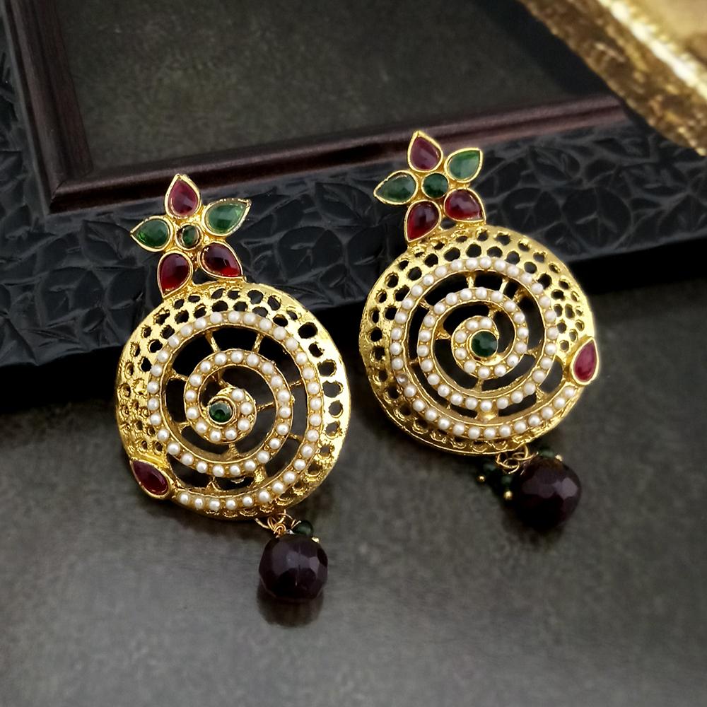 Kriaa Multi Austrian Stone Gold Plated Kundan Earrings