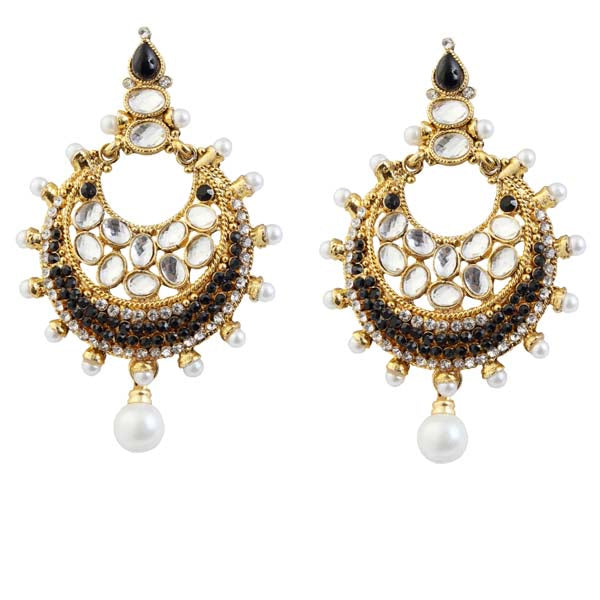 Kriaa Kundan Austrian Stone Gold Plated Chandbali Earrings