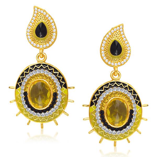 Kriaa Black Meenakari Austrian Stone Dangler Earrings