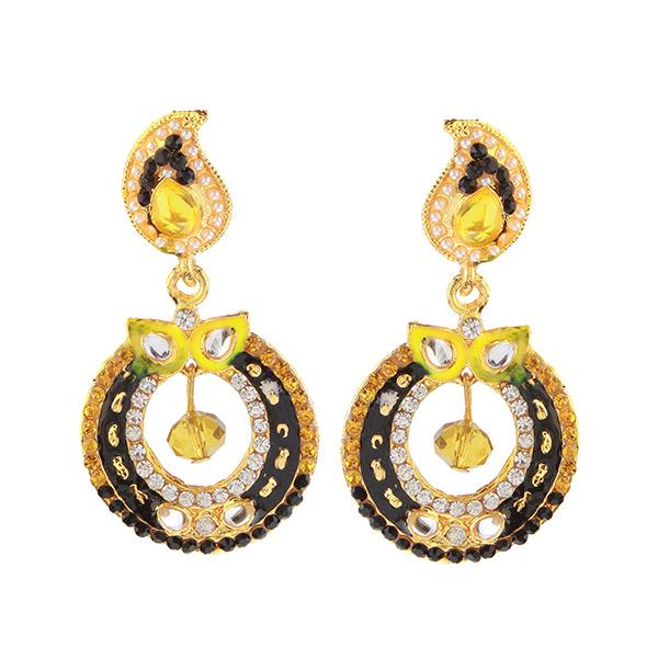 Kriaa Black Meenakari Austrian Stone Dangler Earrings