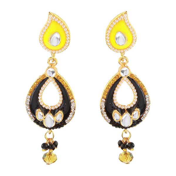 Kriaa Black Meenakari Austrian Stone Dangler Earrings