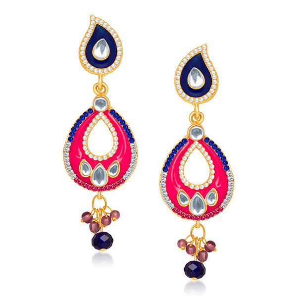 JewelMaze Meenakari & Austrian Stone Dangler Earrings
