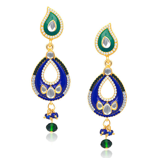 JewelMaze Meenakari & Austrian Stone Dangler Earrings