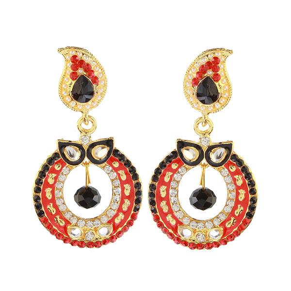 Kriaa Red And Black Austrian Stone Dangler Earrings