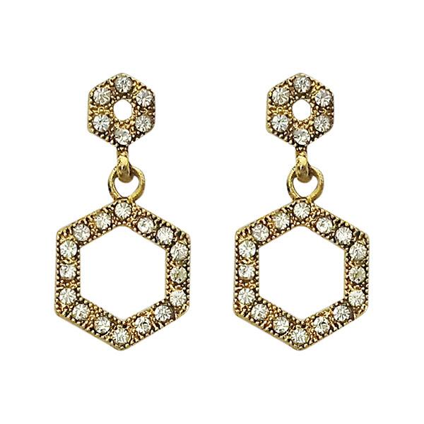 Kriaa White Austrian Stone Gold Plated Dangler Earrings - 1304736