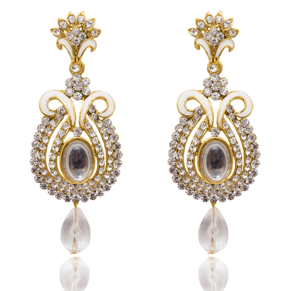 Bhavi Jewels Gold Plated White Austrian Stone Dangler Earrings