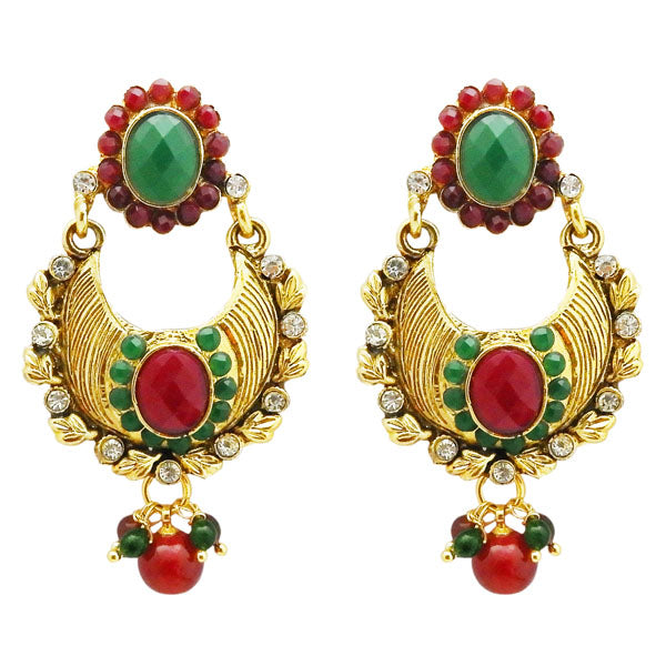 Kriaa Gold Plated Austrian Stone Dangler Earrings