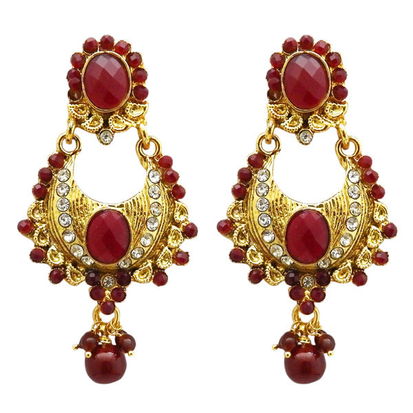 Kriaa Gold Plated Austrian Stone Dangler Earrings