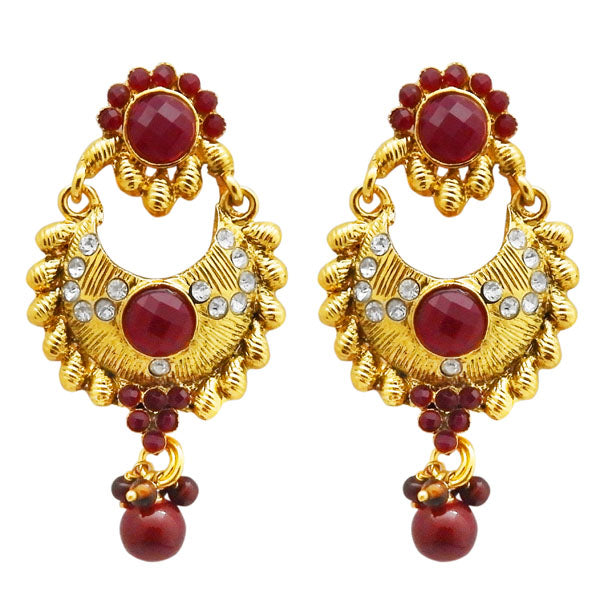 Kriaa Gold Plated Austrian Stone Dangler Earrings