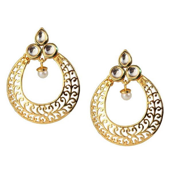 Kriaa Gold Plated Kundan Stone Dangler Earrings