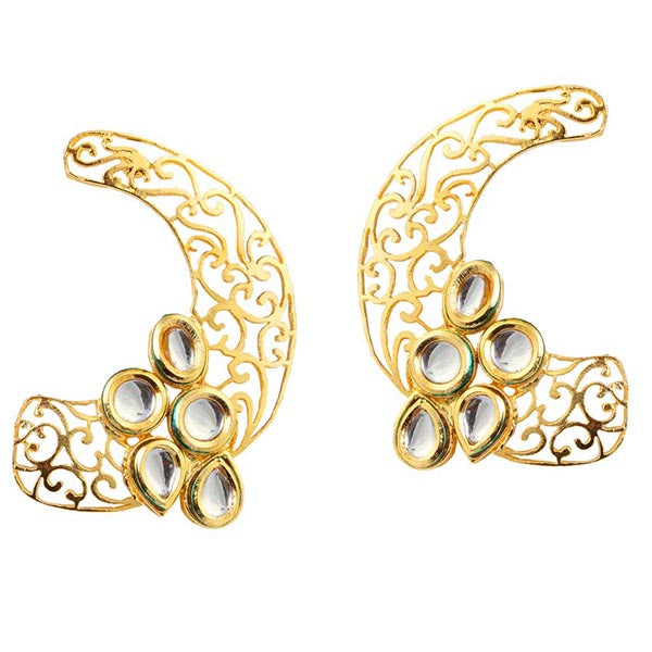 Kriaa Kundan Gold Plated Ear Cuff Earrings