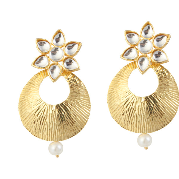 Aurum Kundan Gold Plated Pearl Drop Dangler Earrings