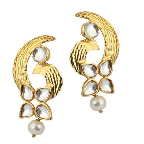 Aurum Kundan Gold Plated Pearl Drop Dangler Earrings