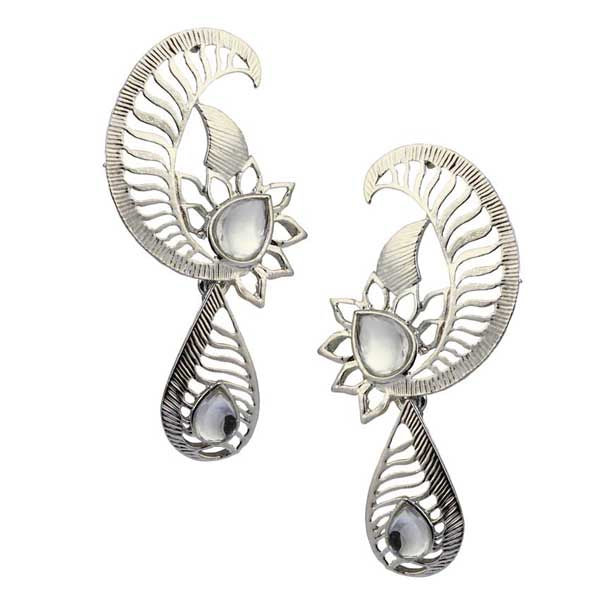 Aurum Kundan Rhodium Plated Dangler Earrings