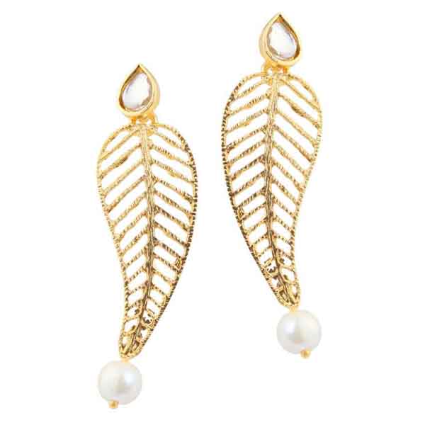 Aurum Kundan Gold Plated Pearl Dangler Earrings