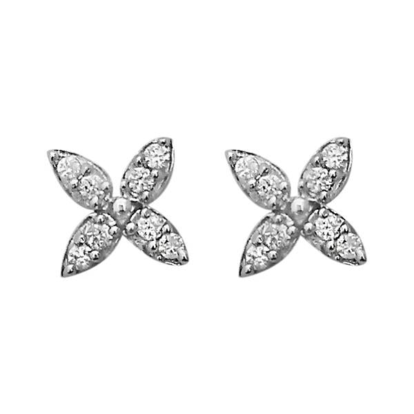 Kriaa White Austrian Stone Silver Plated Stud Earrings - 1305130