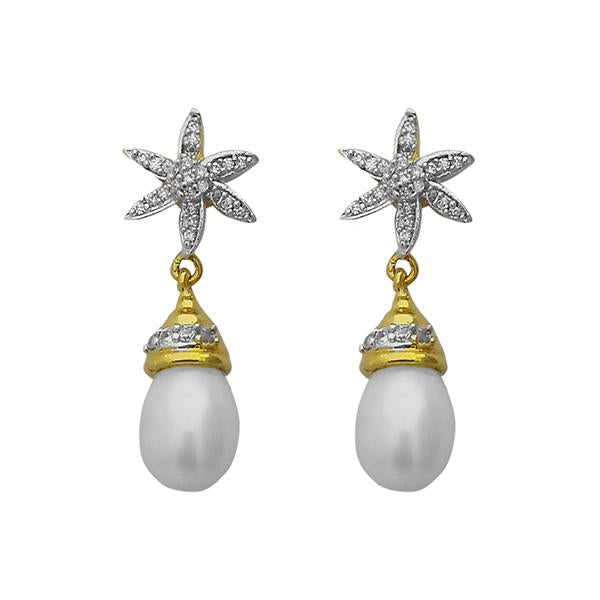 Kriaa White Austrian Stone Silver Plated Stud Earrings - 1305131