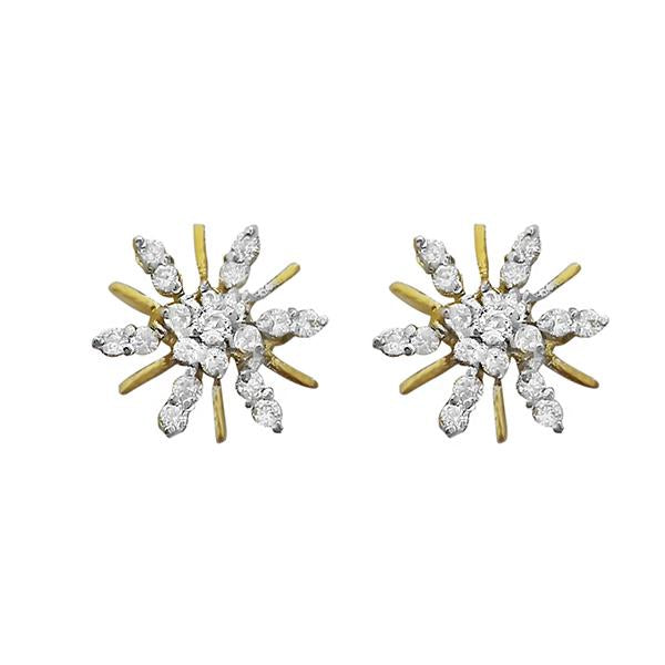 Kriaa White Austrian Stone Gold Plated Stud Earrings - 1305135