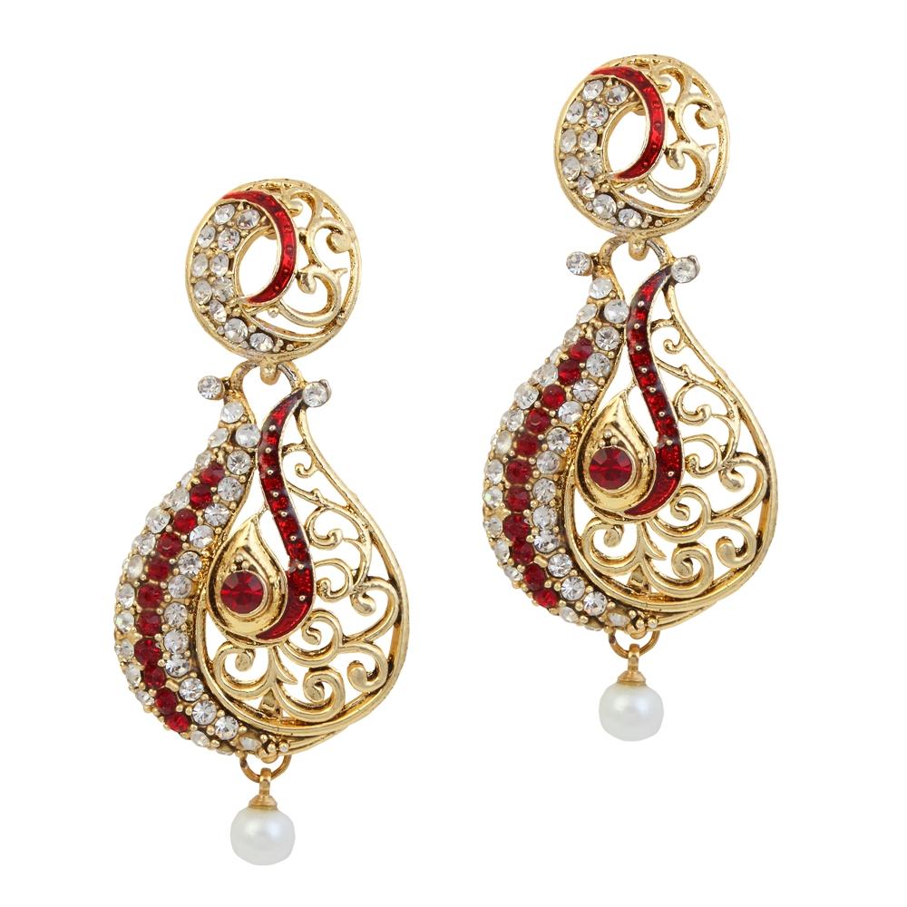JewelMaze Austrian Stone Gold Plated Dangler Earrings