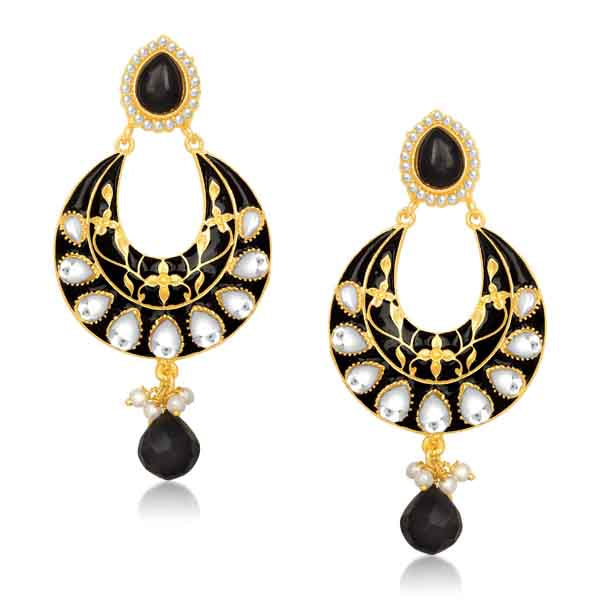 Kriaa Meenakari Gold Plated Kundan Chandbali Earrings