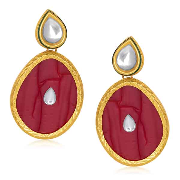 Kriaa Kundan Resin Gold Plated Dangler Earrings