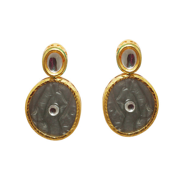 Kriaa Kundan Resin Gold Plated Dangler Earrings