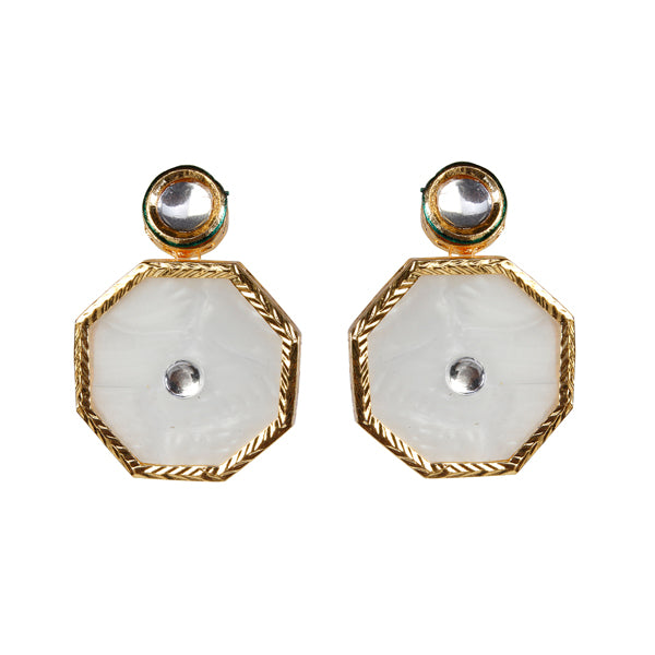 Kriaa Gold Plated Kundan Resin Dangler Earrings
