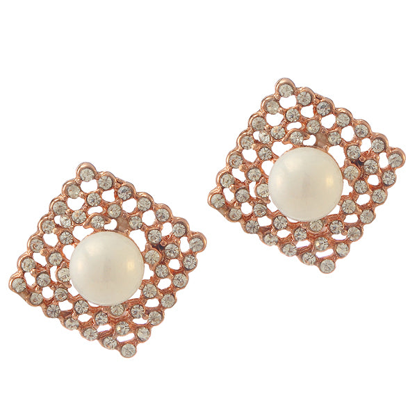 Urbana Glass Pearl Austrian Stone Stud Earrings