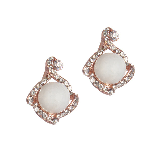 Urbana Pearl Austrian Stone Rose Gold Plated Stud Earrings
