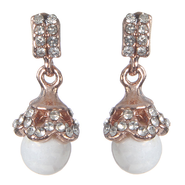 Urbana White Austrian Stone Gold Plated Earrings
