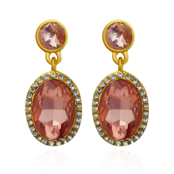 Kriaa Brown Austrian Stone Dangler Earrings