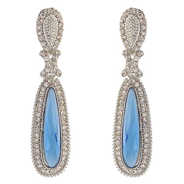 Kriaa Austrian Stone Rhodium Plated Dangler Earrings