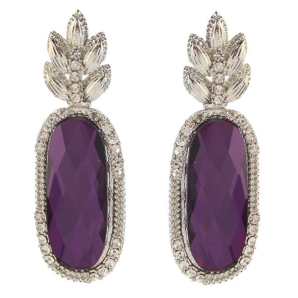 Kriaa Silver Plated Austrian Stone Dangler Earrings