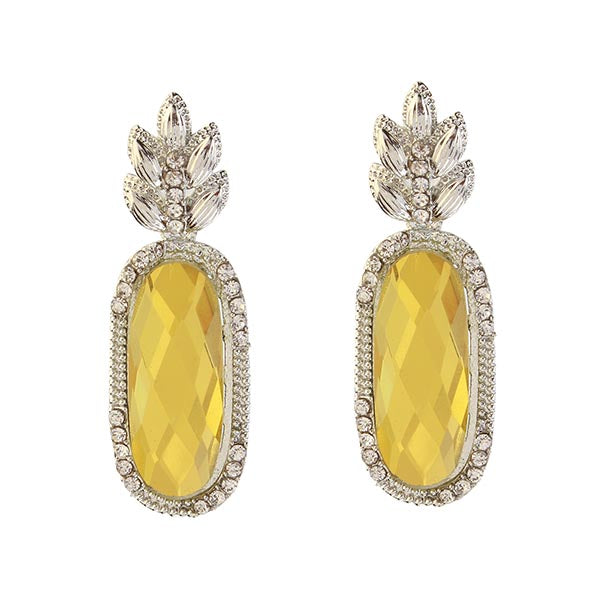 Kriaa Resin Stone Silver Plated Dangler Earrings