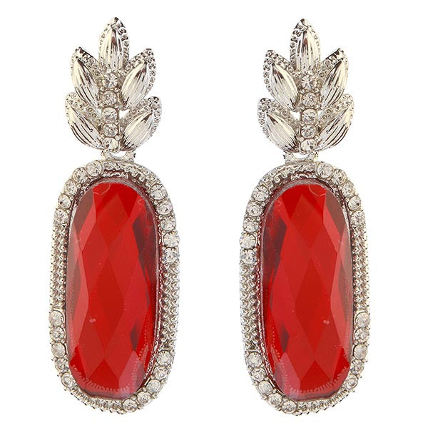 Kriaa Silver Plated Austrian Stone Dangler Earrings