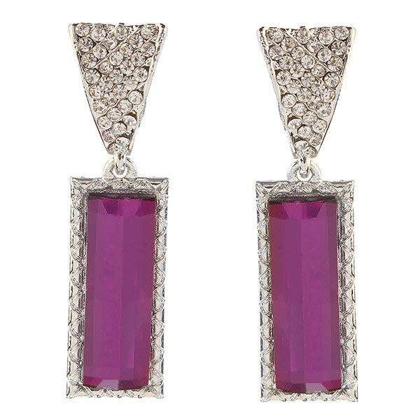 Kriaa Silver Plated Austrian Stone Dangler Earrings