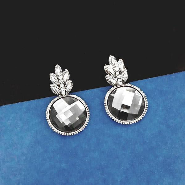 Kriaa Silver Plated White Austrian Stone Dangler Earrings - 1307013B