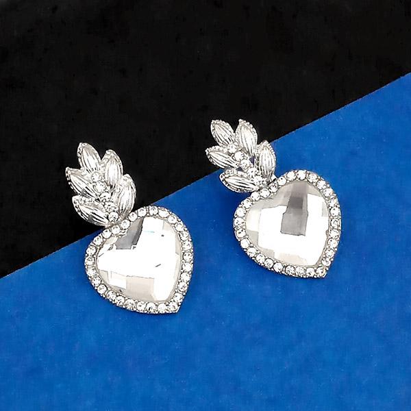 Kriaa Silver Plated White Austrian Stone Dangler Earrings - 1307014C
