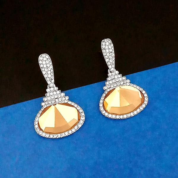 Kriaa Silver Plated Brown Austrian Stone Dangler Earrings - 1307017C