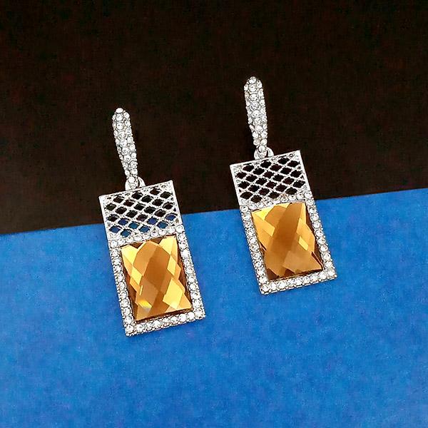 Kriaa Silver Plated Brown Austrian Stone Dangler Earrings - 1307018A