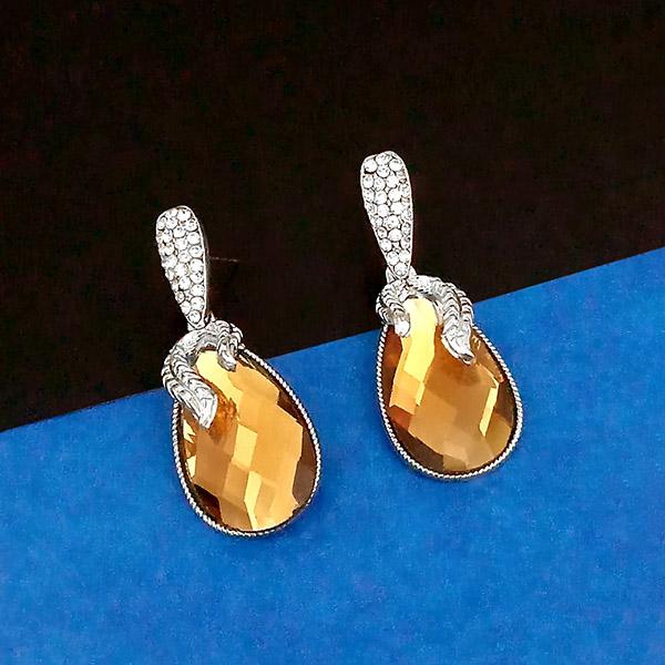 Kriaa Silver Plated Brown Austrian Stone Dangler Earrings - 1307019A