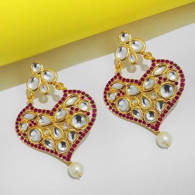 Kriaa Kundan Pearl Drop Gold Plated Chandbali Earring